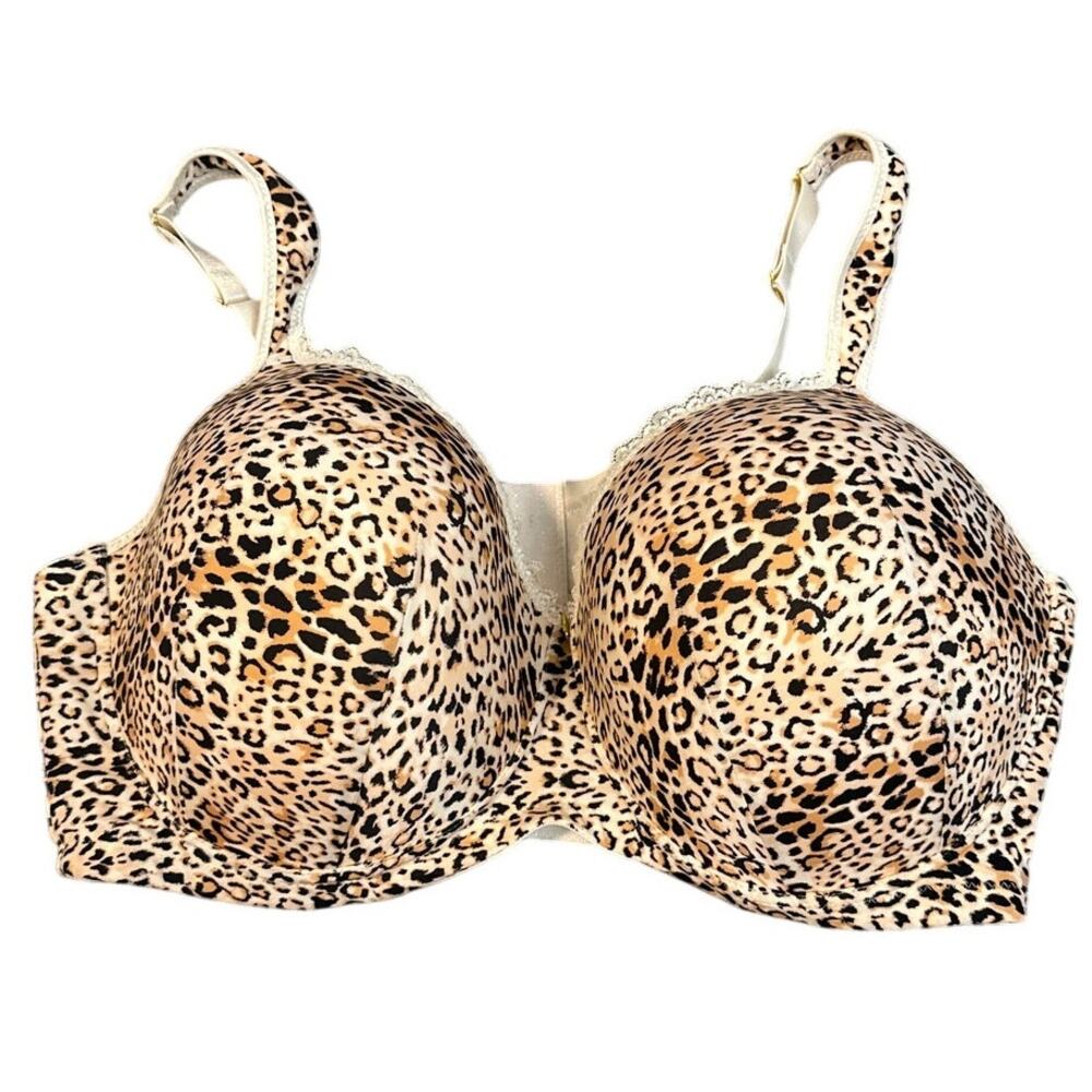 Ashley Stewart Butterfly Leopard Print and Lace Pushup Bra Size 44DDD